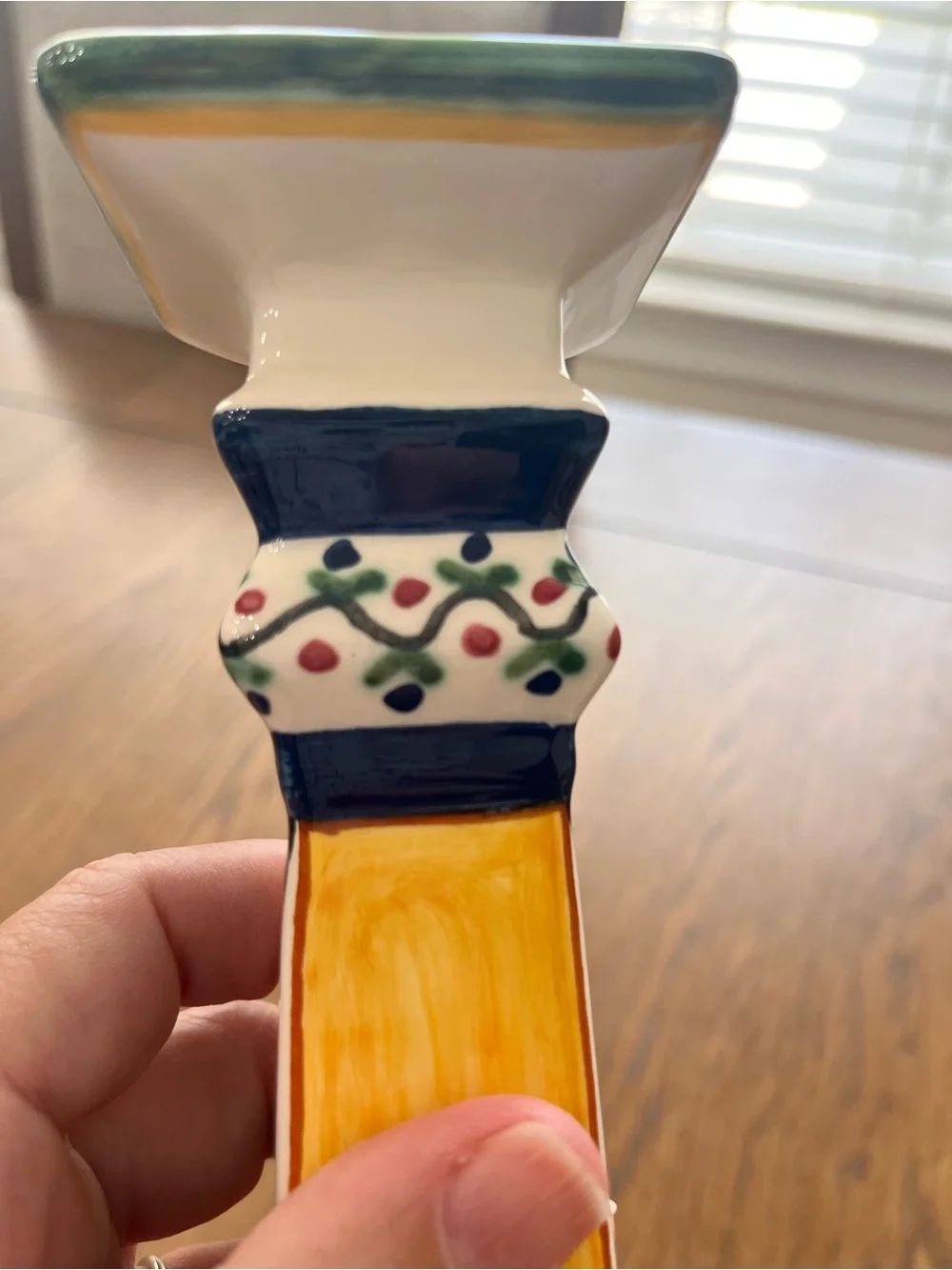 Williams Sonoma Nazari Alhambra Hand Painted Candle Holder Portugal 10.5